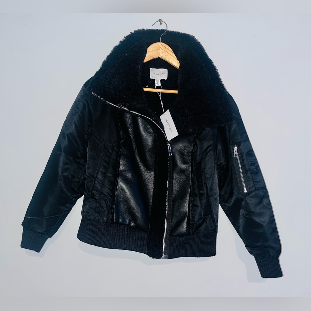 Jason Wu Bomber Jacket Faux Leather/Fur Sz M NWT!